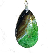 Украшения handmade. Livemaster - original item Black and green agate pendant with Druze two colors drop. Handmade.