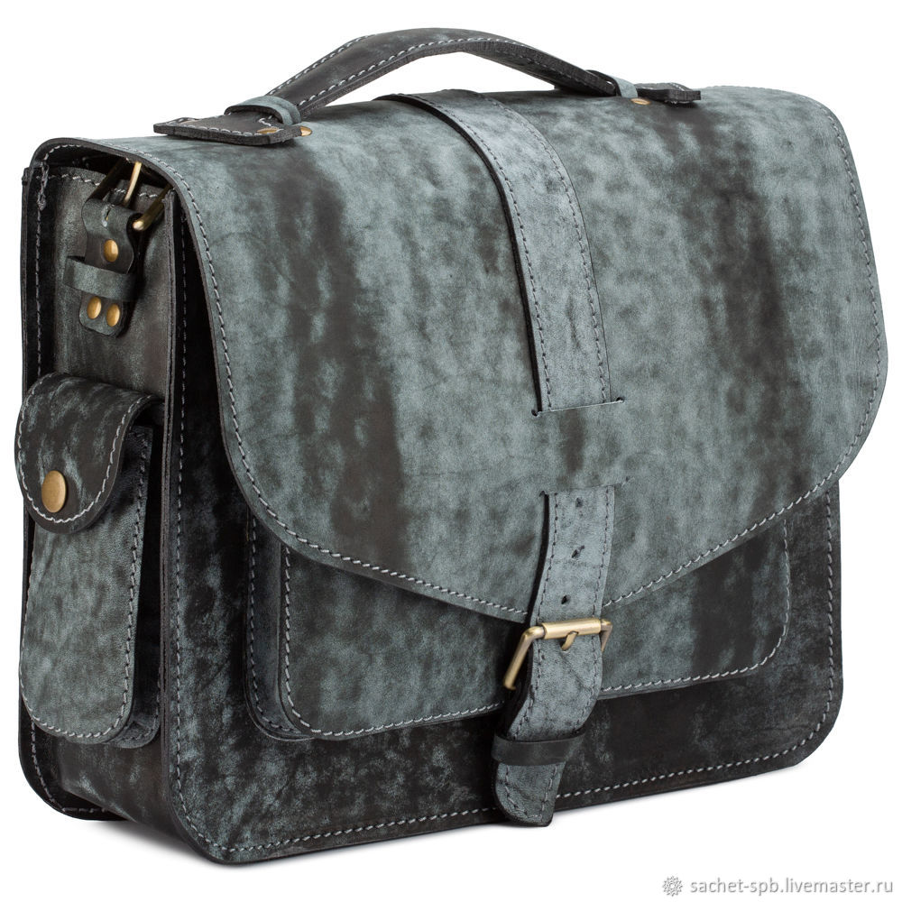 Leather bag 'Leonardo' (aging black), Messenger Bag, St. Petersburg,  Фото №1