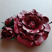Украшения handmade. Livemaster - original item Brooch-pin: A flower with two Bordeaux buds. Handmade.