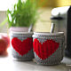 Order Covers for dishes: Knitted cover on a mug of Hot Heart. Ira Pugach (pompon). Livemaster. . Covers for tableware Фото №3