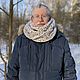Снуд "Рок-н-ролл" (в два оборота, серо-белый). Снуды. IRINA GRUDKINA Handmade Knitwear. Ярмарка Мастеров.  Фото №6
