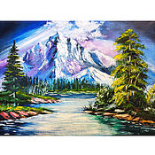 Картины и панно handmade. Livemaster - original item Painting mountain lake, blue mountains 