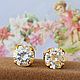 Golden poussettes with diamonds ' Golden Eden ' to buy. Stud earrings. luxuryclub. My Livemaster. Фото №6