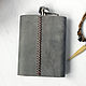 Grey leather flask with the engraving Wanted (Wanted). Flask. SUNGAZER leather products. My Livemaster. Фото №6