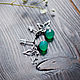 Silver stud earrings with chrysoprase. Green poucette earrings
