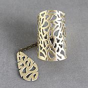 Украшения handmade. Livemaster - original item Cuff bracelet: Leather bracelet Gold. Handmade.