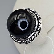 Украшения handmade. Livemaster - original item Silver ring with black onyx 16 mm. Handmade.