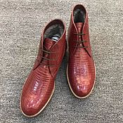 Обувь ручной работы handmade. Livemaster - original item Men`s crocodile leather ankle boots, Burgundy color. Handmade.