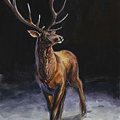 Картины и панно handmade. Livemaster - original item Painting the Red Deer in watercolor. Animals with watercolor paints. Handmade.