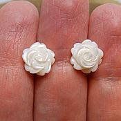 Украшения handmade. Livemaster - original item Snow Rose Stud Earrings (mother of pearl). Handmade.