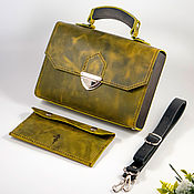 Сумки и аксессуары handmade. Livemaster - original item Lime handbag with wood - Elin, women`s leather bag. Handmade.
