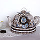 Грелка на чайник с розами. Подарок, кофейная, голубая, шоколадная, Чехол на чайник, Магнитогорск,  Фото №1