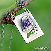 Украшения handmade. Livemaster - original item Silver Bird on a Branch pendant, amethyst. Handmade.