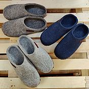 Mens felted Slippers Sea
