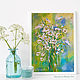 Oil painting of summer daisies and butterflies. Wild flowers in a bouquet, Pictures, Moscow,  Фото №1