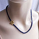 Thin necklace made of translucent blue jadeite. 925 sterling silver gold plated, Necklace, Moscow,  Фото №1