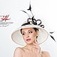 Wedding and evening handmade accessories. Exclusive wide-brimmed hat from sinamay straw `Felicita`. Anna Andrienko. Arts and Crafts fair.