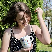 Посуда handmade. Livemaster - original item Cup Mug for lefties with the inscription I want on the handles. Handmade.