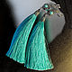 Earrings-brush sky blue with natural stones, Tassel earrings, Moscow,  Фото №1