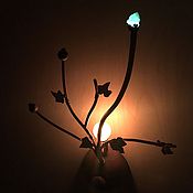 Для дома и интерьера handmade. Livemaster - original item Copper wall lamp with ceramics and crystal. Handmade.