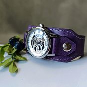 Украшения handmade. Livemaster - original item Cuff bracelet with Verne Magenta mechanical watch. Handmade.