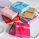 Gift box for jewelry, earrings, pendant with a bow 9*9 cm, Box1, Ekaterinburg,  Фото №1