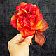 Order Brooch made of silk rose Flame. natalya-4 (natalya-4). Livemaster. . Brooches Фото №3