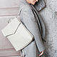 Backpack 'Geometry big' light gray, genuine leather. Backpacks. alekseevaksenia. My Livemaster. Фото №6