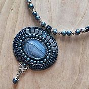 Украшения handmade. Livemaster - original item Necklace Denim Necklace with agate Rhodium plated accessories. Handmade.