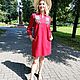 Льняное платье с ручной вышивкой "Розы в цвету", Платья, Коломна,  Фото №1