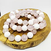 Украшения handmade. Livemaster - original item Bracelet Set Rose Quartz and White porcelain. Handmade.