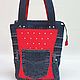 Джинсовая сумка-Тоут "Алый акцент". Классическая сумка. Jeans bags by Anna. Ярмарка Мастеров.  Фото №4