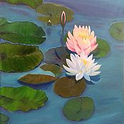 Картины и панно handmade. Livemaster - original item Painting with flowers Water Lilies on a pond Landscape. Handmade.