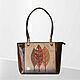 Leather woman brown beige artistic handbag "Klimt. The Kiss", Classic Bag, Bologna,  Фото №1