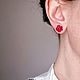 Small crimson pusset earrings (carnations). Stud earrings. ToutBerry. My Livemaster. Фото №6