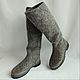 Boots valenki Gray with a pressed boot h 41-45, trim cattle leather, High Boots, Tomsk,  Фото №1