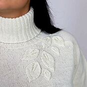 Одежда handmade. Livemaster - original item Women`s turtleneck Frost, merino wool, leaves pattern. Handmade.