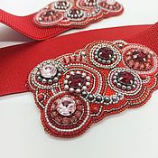 Аксессуары handmade. Livemaster - original item Belt Red Silver Wide Beads Crystals Embroidered. Handmade.