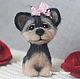 Copyright felted toy dog Yorkshire Terrier Button, Felted Toy, Kuragino,  Фото №1