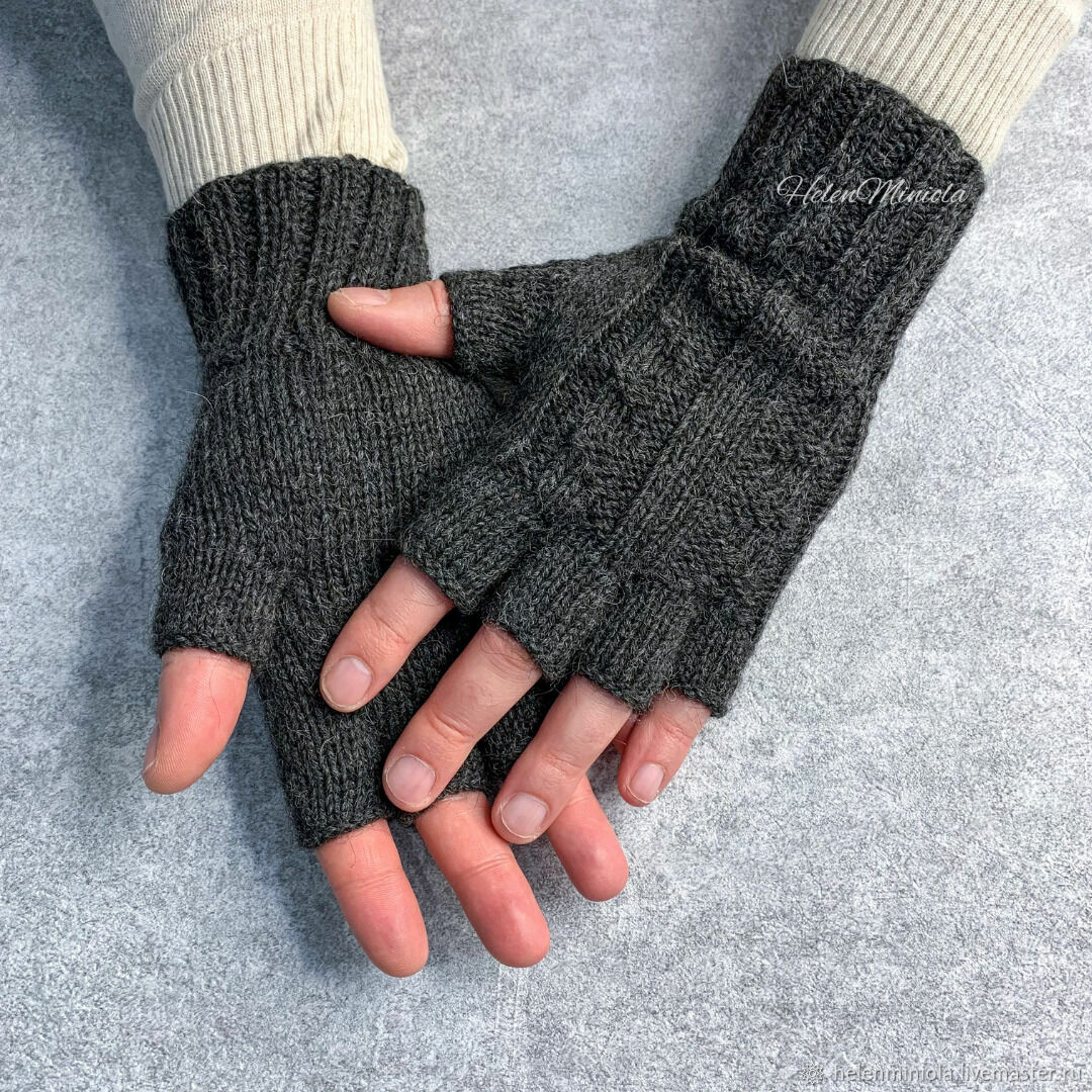 17 вариантов перчаток без пальцев длинных вязаных спицами со схемами, описанием и видео мк