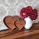 Менажница:  Двойные сердца из груши. Менажницы. Wood apple decor. Ярмарка Мастеров.  Фото №5