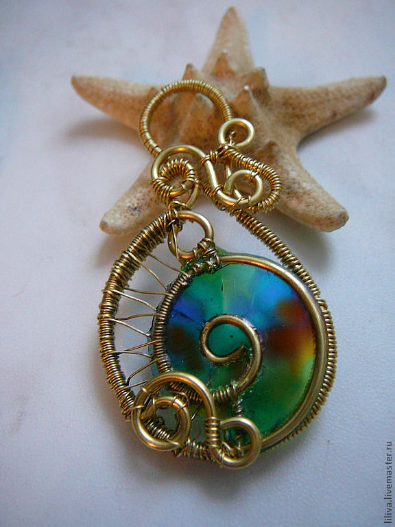 Pendant brass with stained glass inserts 'Other snails', Pendants, St. Petersburg,  Фото №1