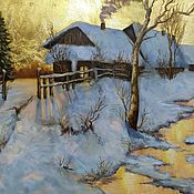 Картины и панно handmade. Livemaster - original item The big picture winter landscape in the Golden rays of the sunset. Handmade.