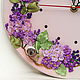 Order Wall clock embroidered with ribbons The charm of lilac. jema_flowers (Svetik7tsvetik). Livemaster. . Watch Фото №3