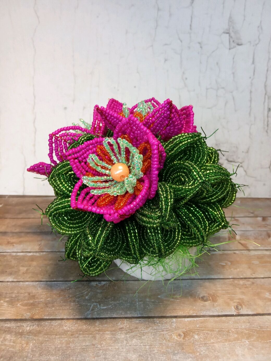 Мастер-класс по плетению цветущего кактуса из бисера