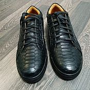 Обувь ручной работы handmade. Livemaster - original item Python leather sneakers in classic black.. Handmade.