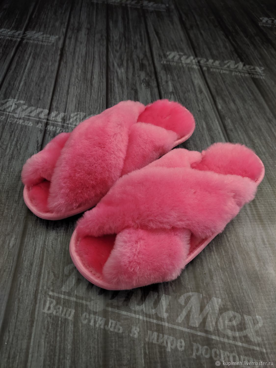 Slippers from Australian Mouton 'Chanel' (Pink ), Slippers, Nalchik,  Фото №1