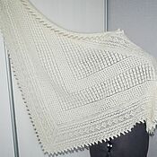 Аксессуары handmade. Livemaster - original item White down scarf with openwork pattern.. Handmade.