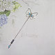 Order Brooch-needle made of silvered wire Butterfly with blue beads. moyaksessyar. Livemaster. . Stick pin Фото №3