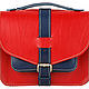 Leather bag 'Victoria' (red with blue). Classic Bag. Russian leather Guild. Online shopping on My Livemaster.  Фото №2
